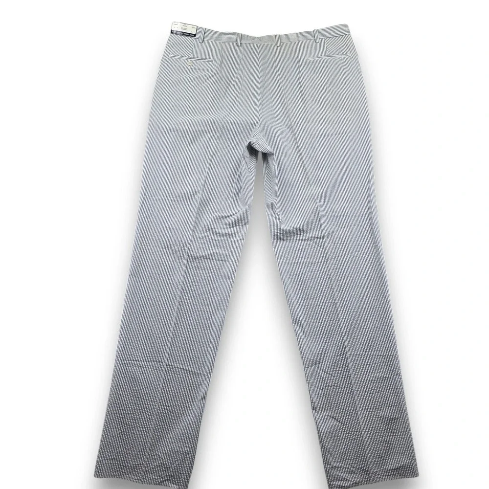 Jos A Bank Windsor Pants Mens 42 Blue White Seersucker Cotton Pleated Executive